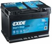 Аккумулятор EXIDE Start-Stop AGM EK700 (70А/ч) 760A