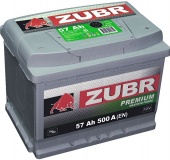 Аккумулятор Zubr Premium (57А/ч), 500А